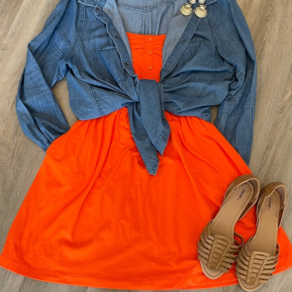 Powder Room - Vibrant orange cotton dress